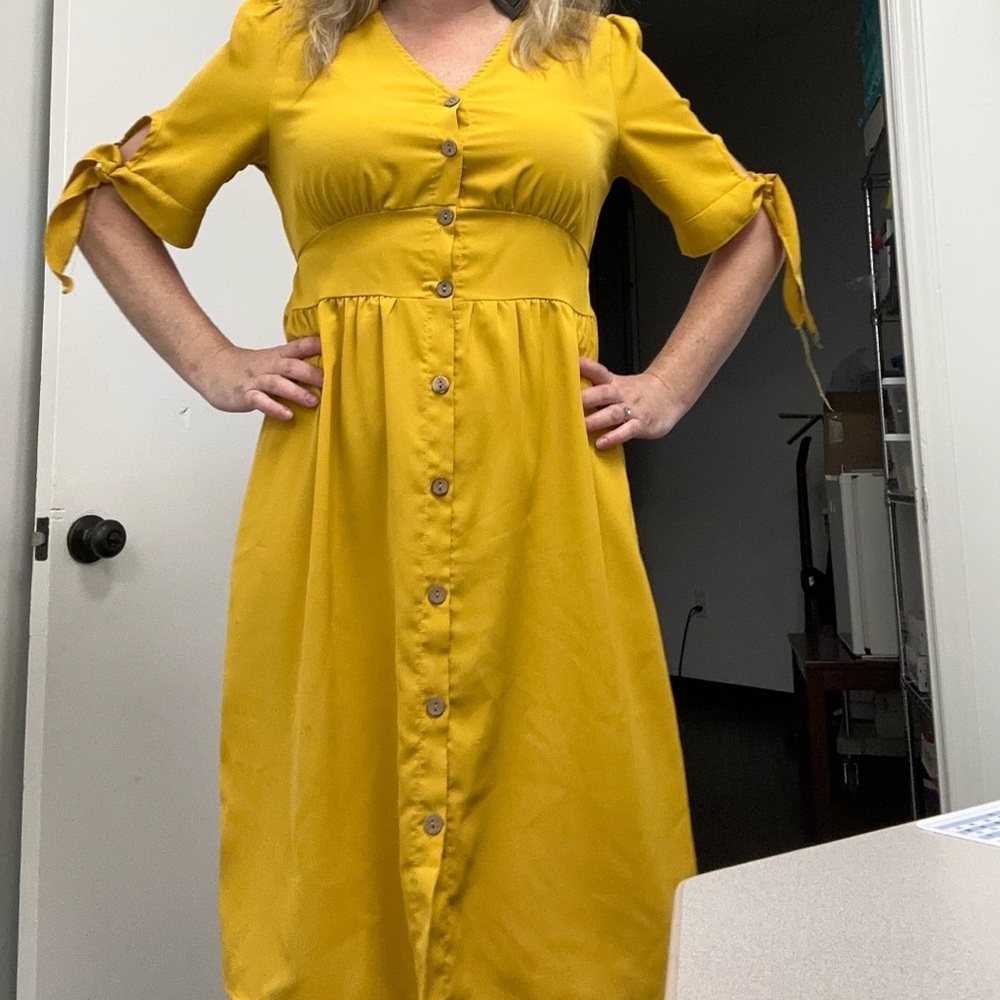 Gold knee length dress